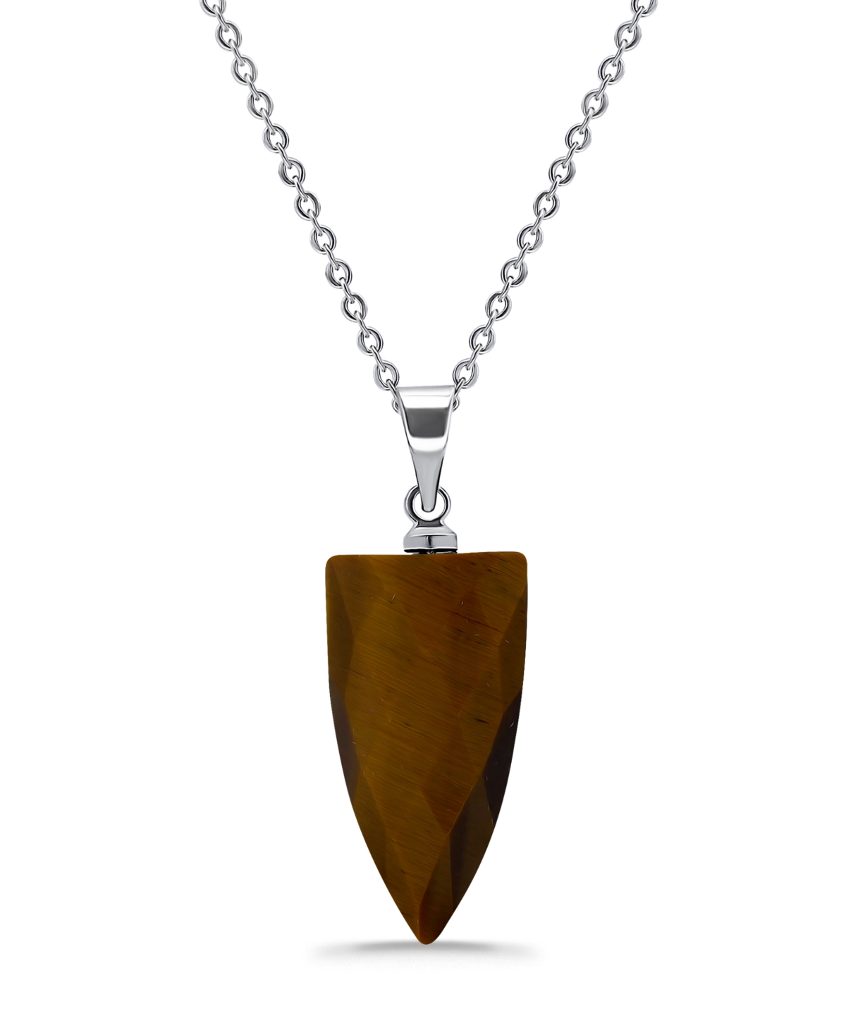 Macy's Silver Plated Multi Genuine Stone Pendant Necklace In Tigers Eye