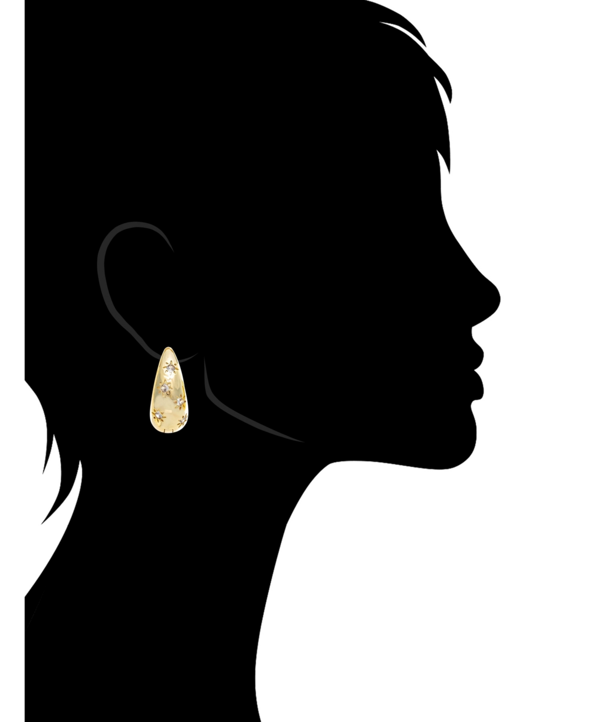 Starburst Cubic Zirconia Huggie Hoop Earring - Gold with clear cubic zirconia