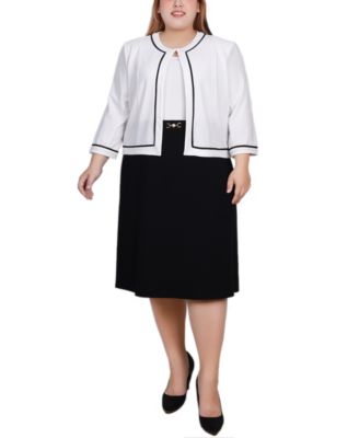 Plus Size 3/4 Sleeve Dress, 2 Piece Set