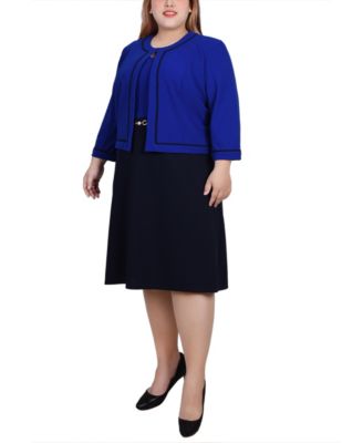Plus Size 3/4 Sleeve Dress, 2 Piece Set