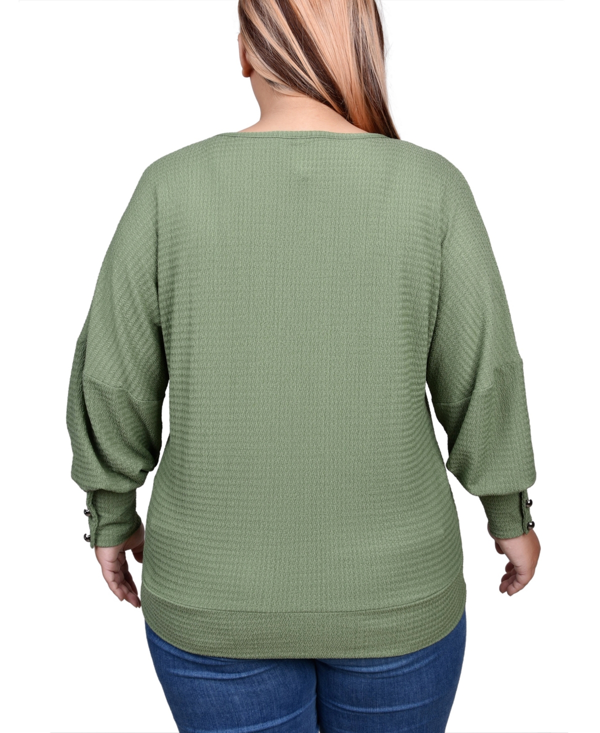 Ny Collection Plus Size Long Sleeve Textured Knit Top