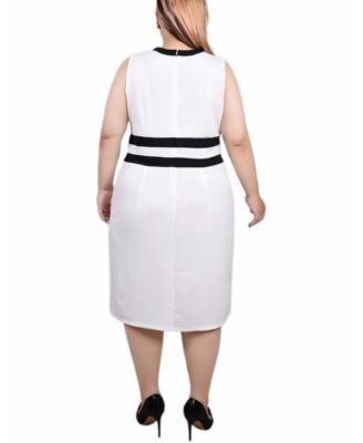 Plus Size Elbow Sleeve Colorblocked Dress, 2 Piece Set