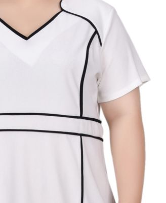 Plus Size Short Sleeve Piped Detail Dress