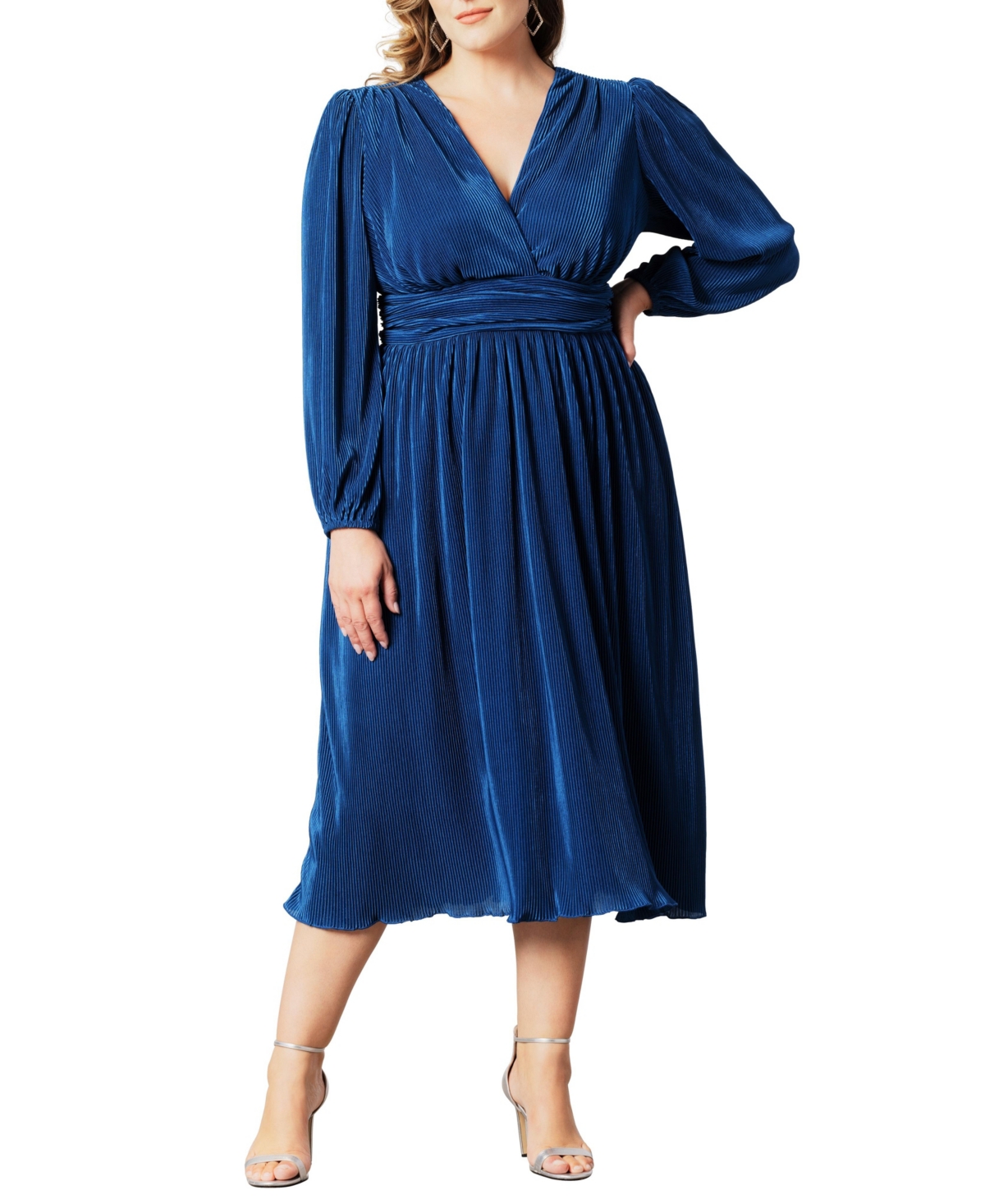 Women's Plus Size Sophie Pleated Cocktail Dress - Dark Blue