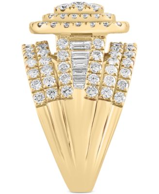 EFFY&reg; Diamond Princess Shaped Halo Cluster Ring (2-1/2 ct. t.w.) in 14k Gold
