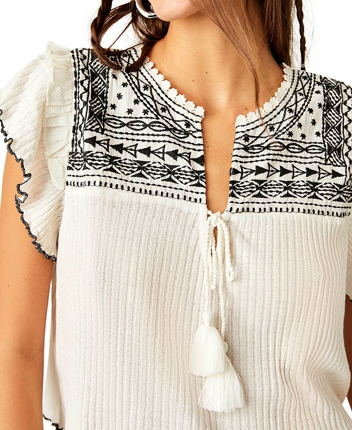Napa Embroidered Tassel Top