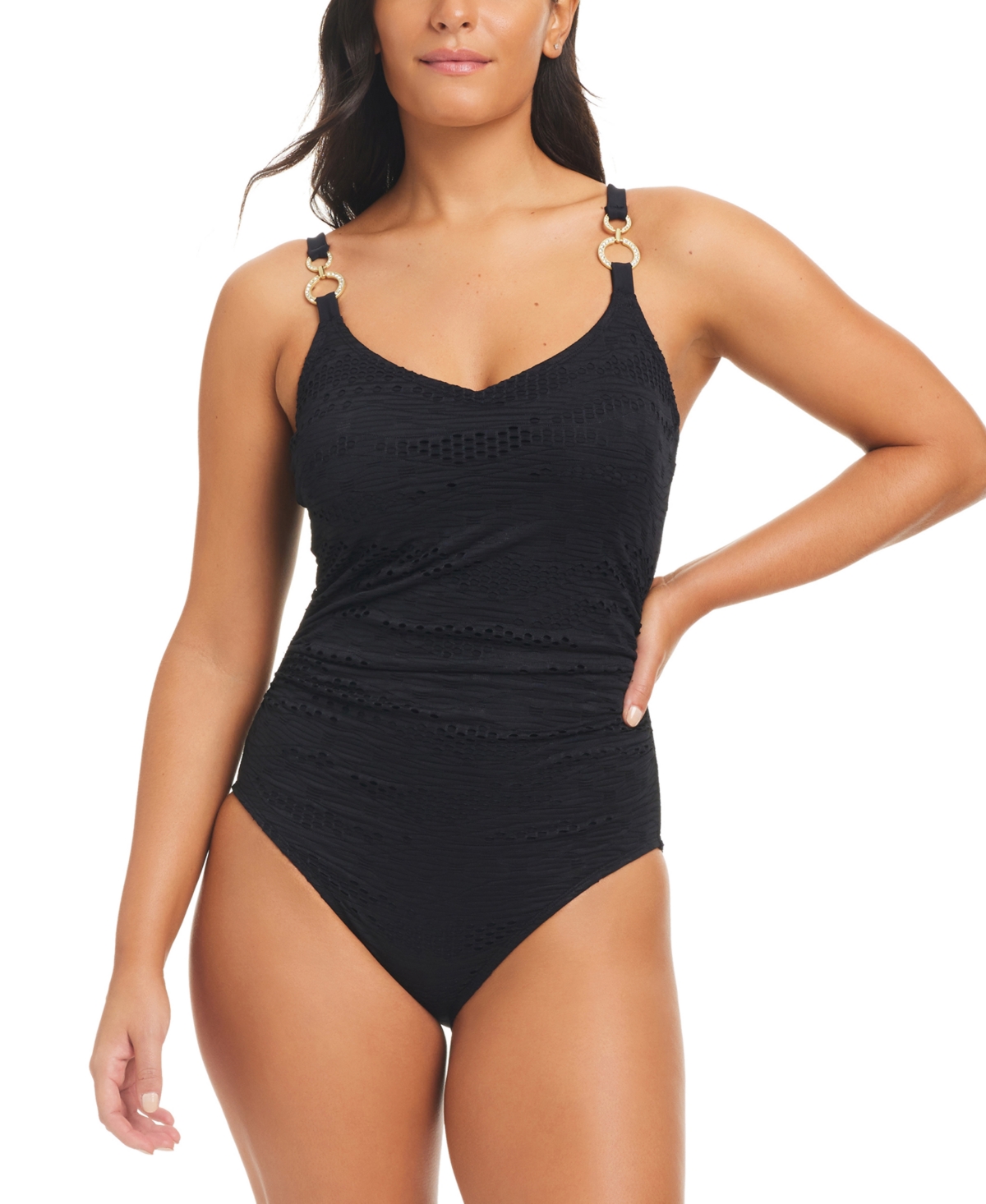 Women's Textured One-Piece Swimsuit - Black