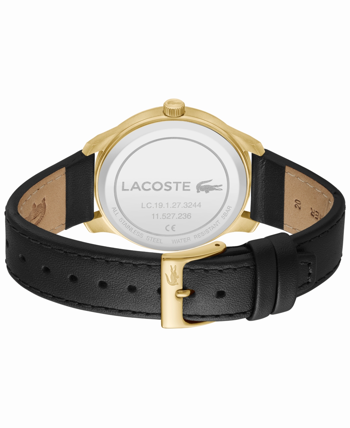 Shop Lacoste Men's Lisbon Quartz Black Leather Strap Watch 42mm