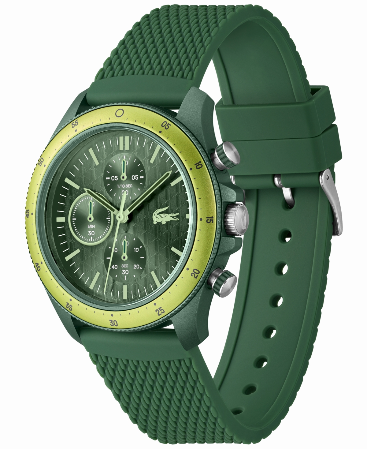 Shop Lacoste Men's Neoheritage Chronograph Green Silicone Strap Watch 42mm