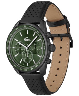 Men's Boston Chronograph Black Leather Strap Watch 42mm