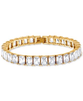 Blackjack - Men's Cubic Zirconia Baguette Tennis Bracelet in Stainless Steel