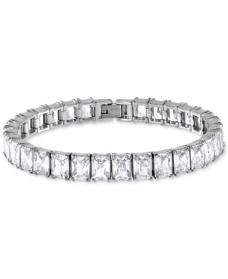 Blackjack Men's Cubic Zirconia Baguette Tennis Bracelet in Stainless Steel - Steel