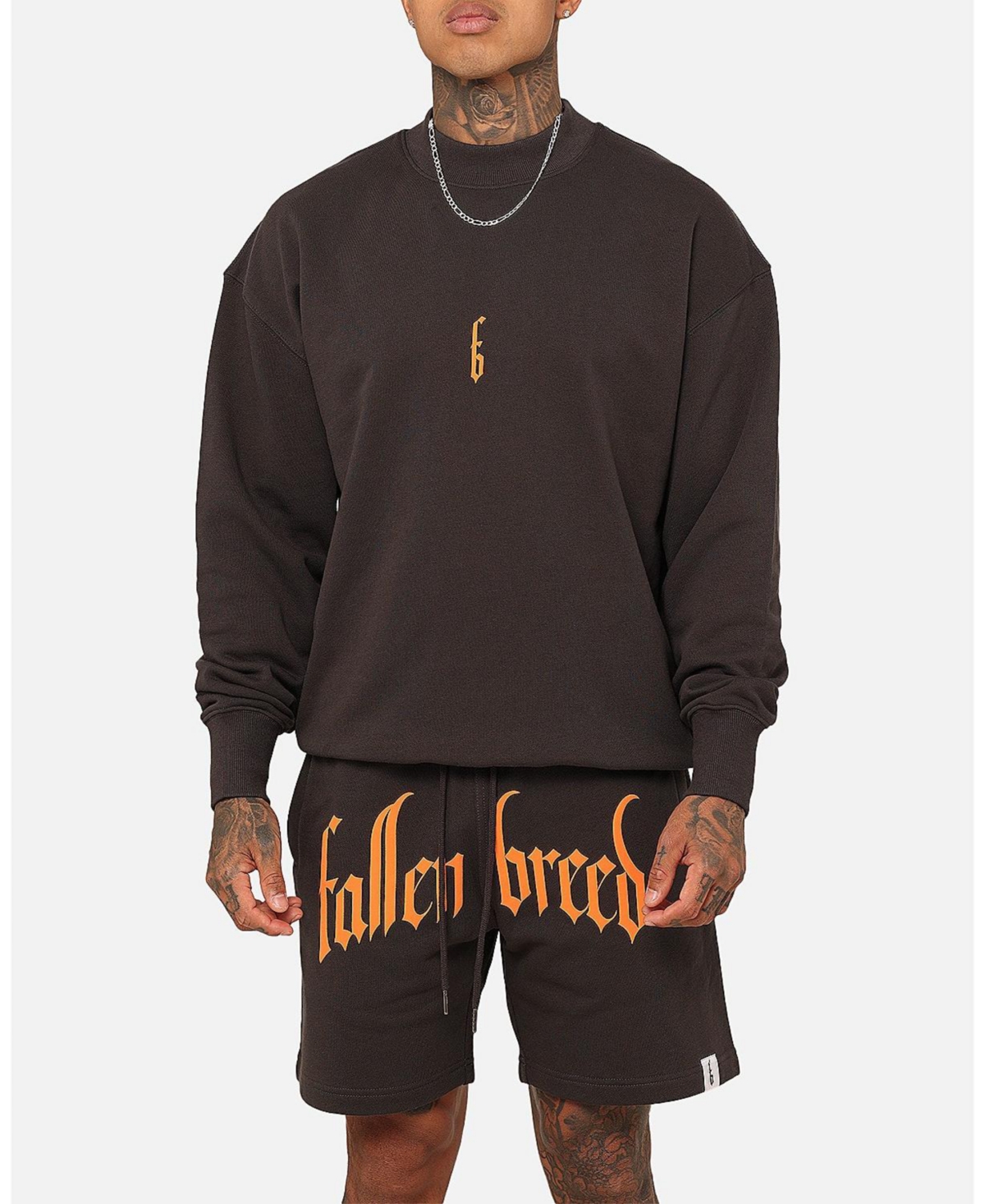 Men's Monogram Crewneck Sweatshirt - Dark charcoal/orange