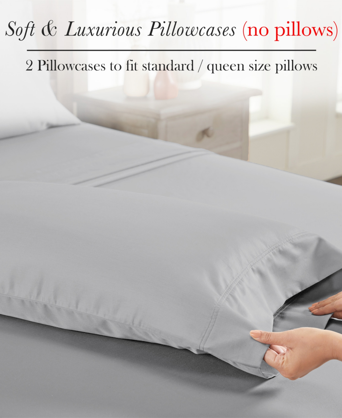 Certified Luxury 100% Egyptian Cotton Pillow Cases Size Set of 2, Sateen Weave, Soft, Breathable & Cooling Pillow Cases Set of 2 for Standard /