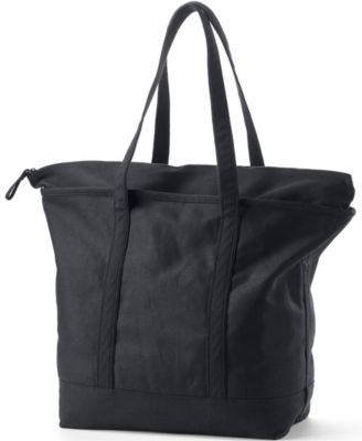 Extra Large Solid Color 5 Pocket Zip Top Long Handle Canvas Tote Bag