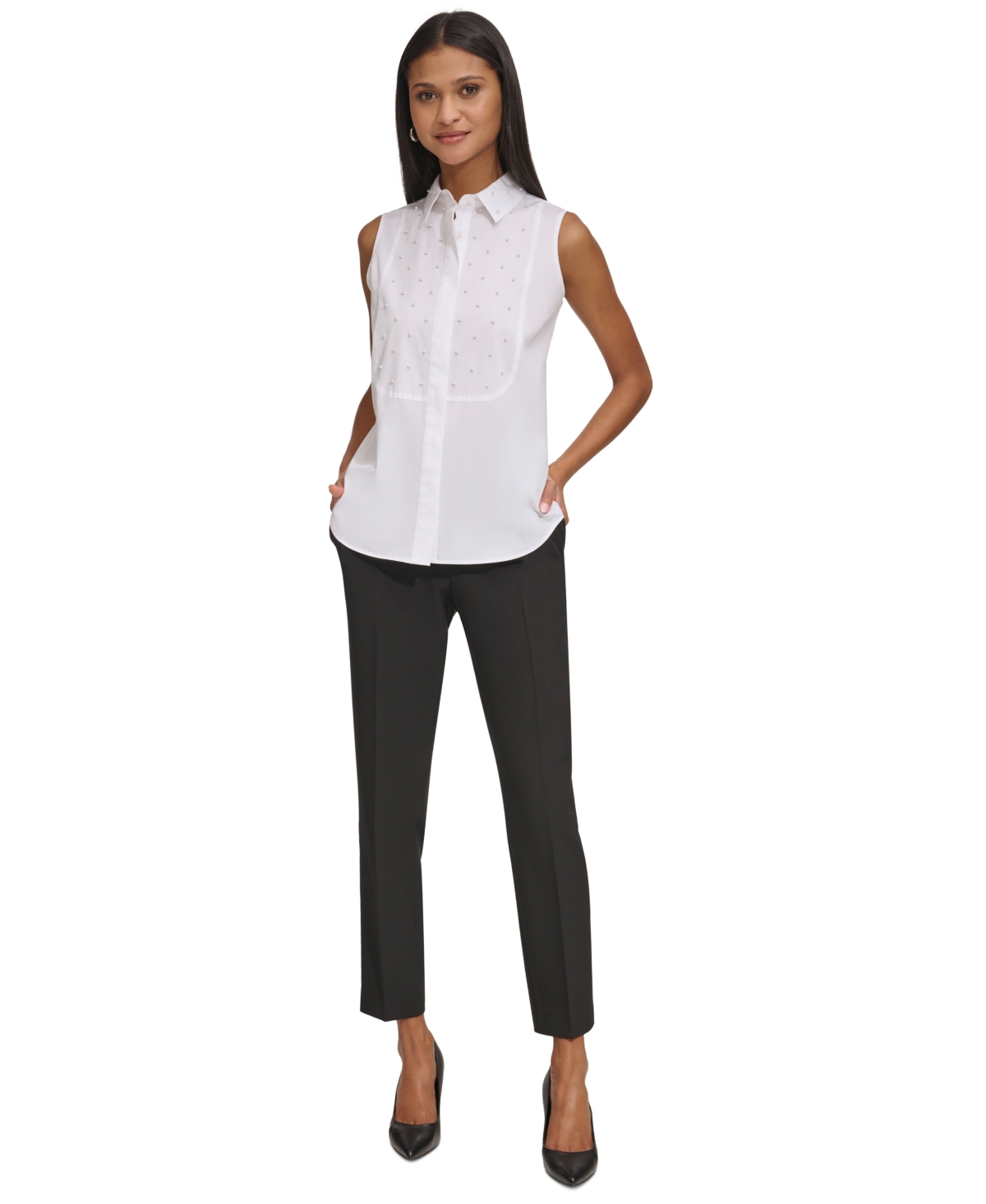 Karl Lagerfeld Paris Women's Embellished Bib Shirt