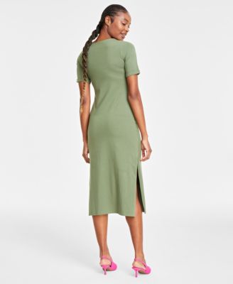 Women's Crewneck Wrap Tie Dress