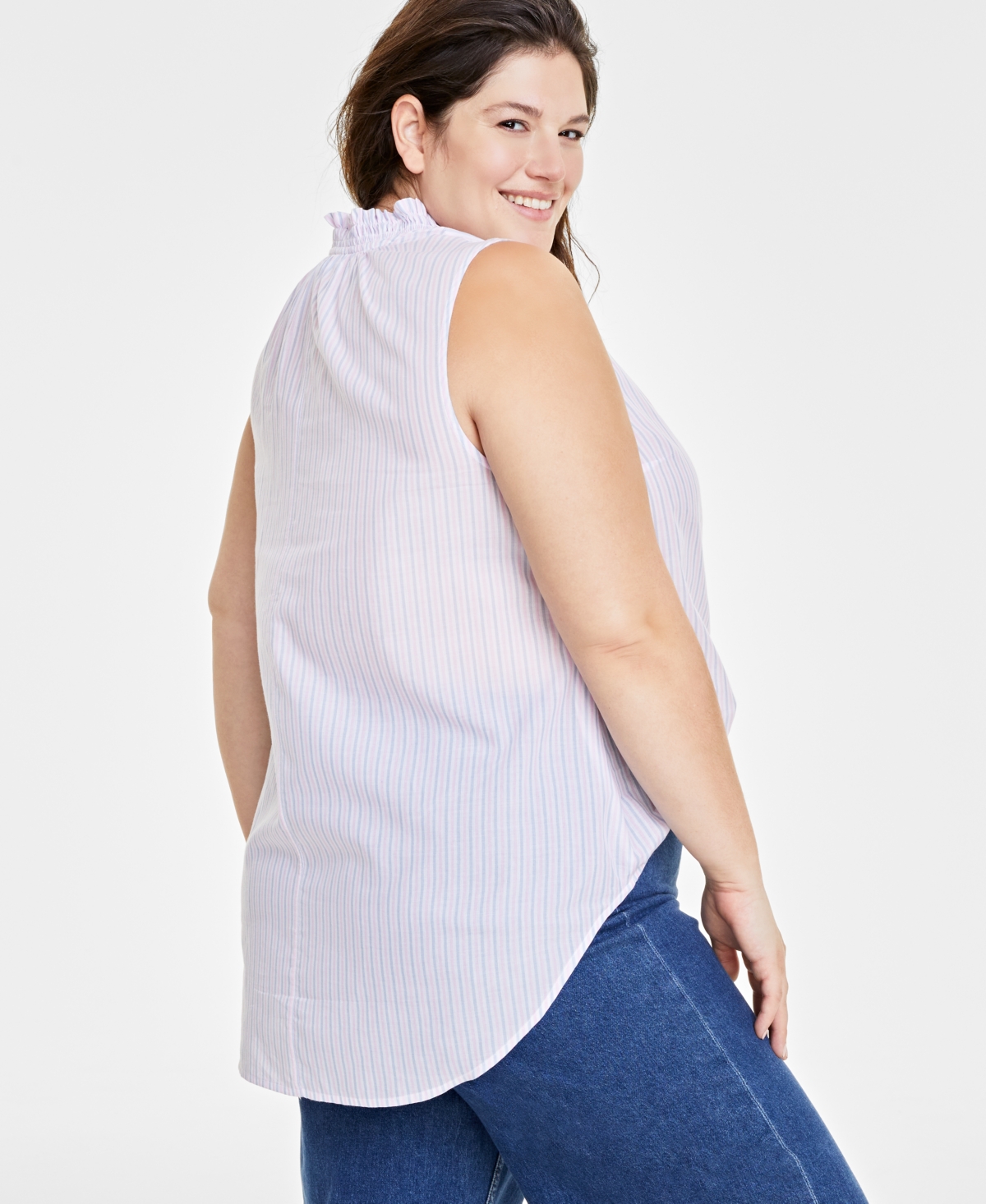 On 34th Trendy Plus Size Sleeveless Split-Neck Top, Created for Macy's