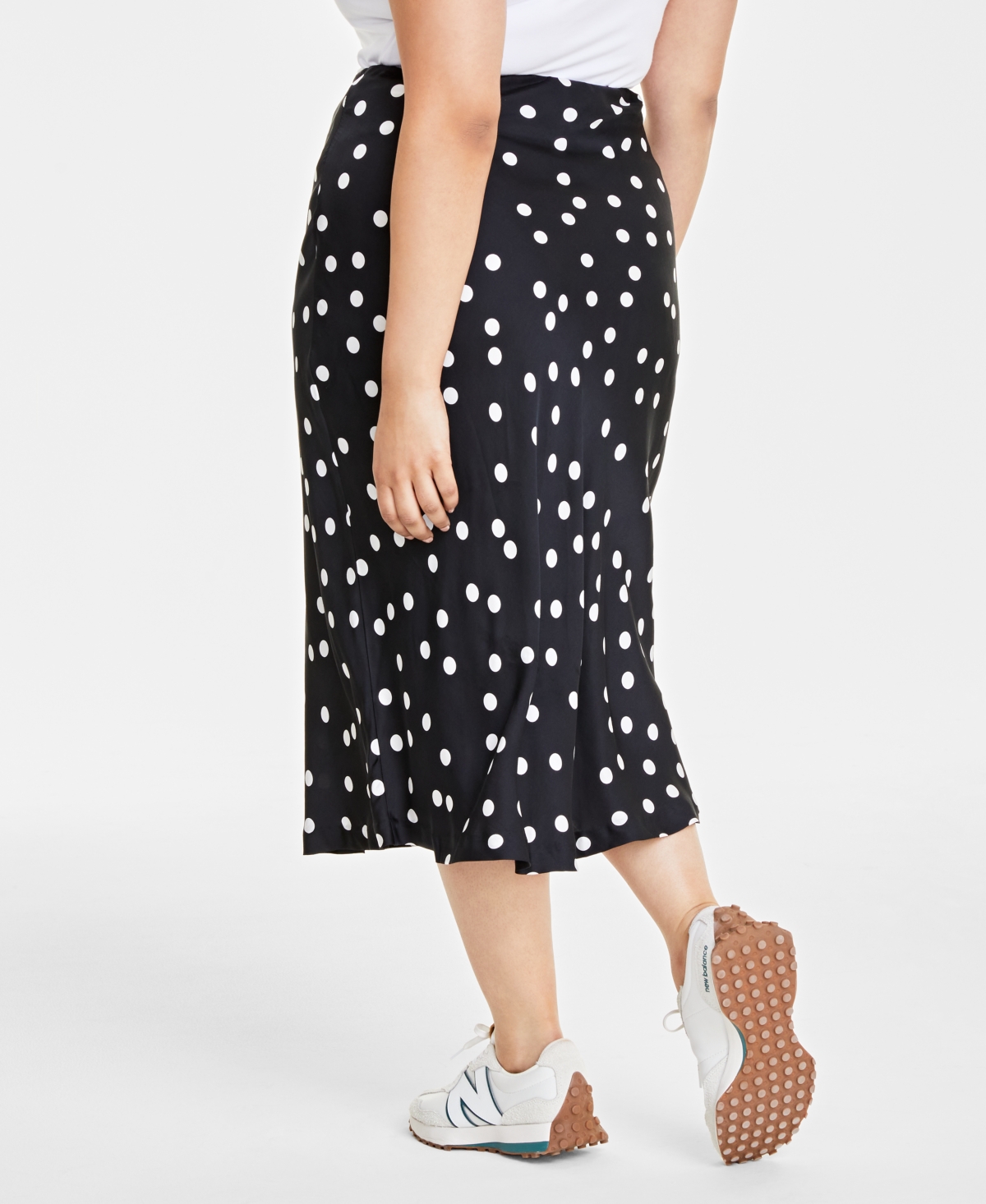 On 34th Trendy Plus Size Polka Dot Midi Slip Skirt, Created for Macy's