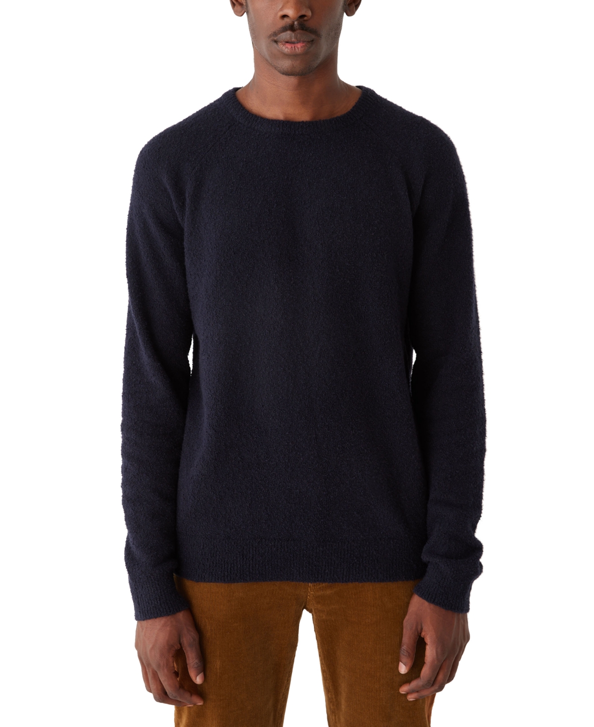 Men's Textured Crewneck Long Sleeve Sweater - Deep Well