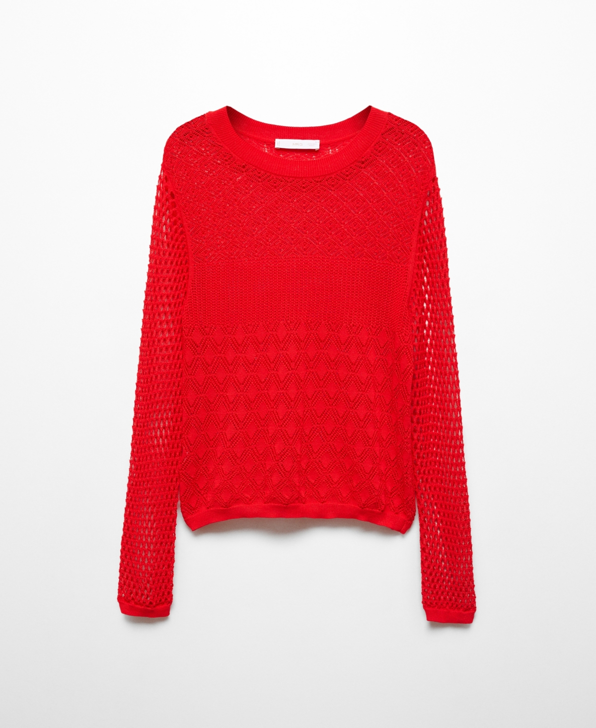 Shop Mango Women's Openwork Knit Sweater In Red