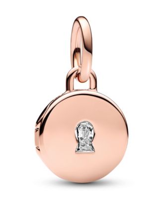 Cubic Zirconia Key Hole Engravable Locket Dangle Charm