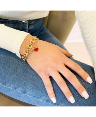 Coral Heart Charm 14K Gold 10 millimeters