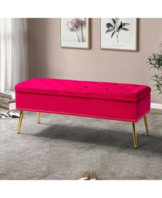 Kajana Transitional Velvet Upholstered Flip Top Storage Bench