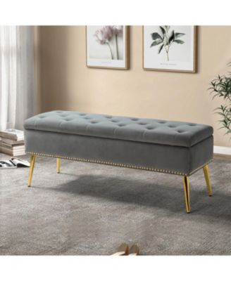 Kajana Transitional Velvet Upholstered Flip Top Storage Bench