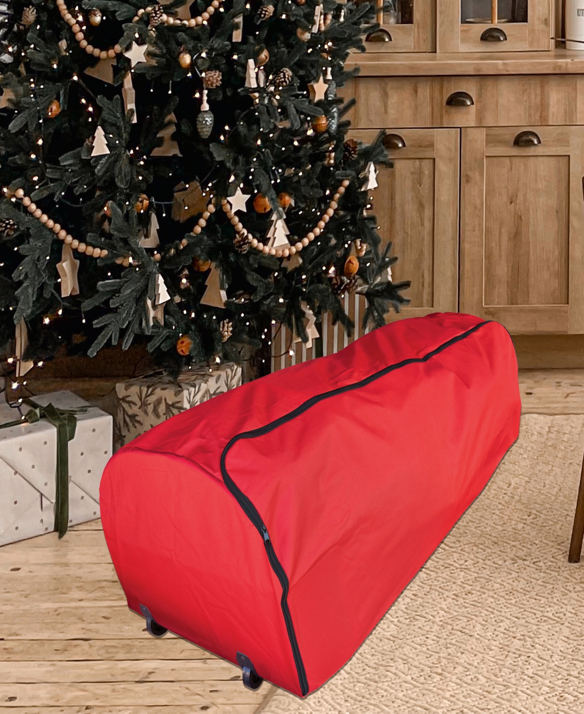 Northlight Rolling Artificial Christmas Tree Storage Bag For Trees Up To 9' In Red