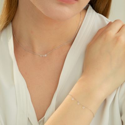 Sterling Silver Emmeline Three Charms Necklace – Sun-Kissed Style, Everyday Sparkle