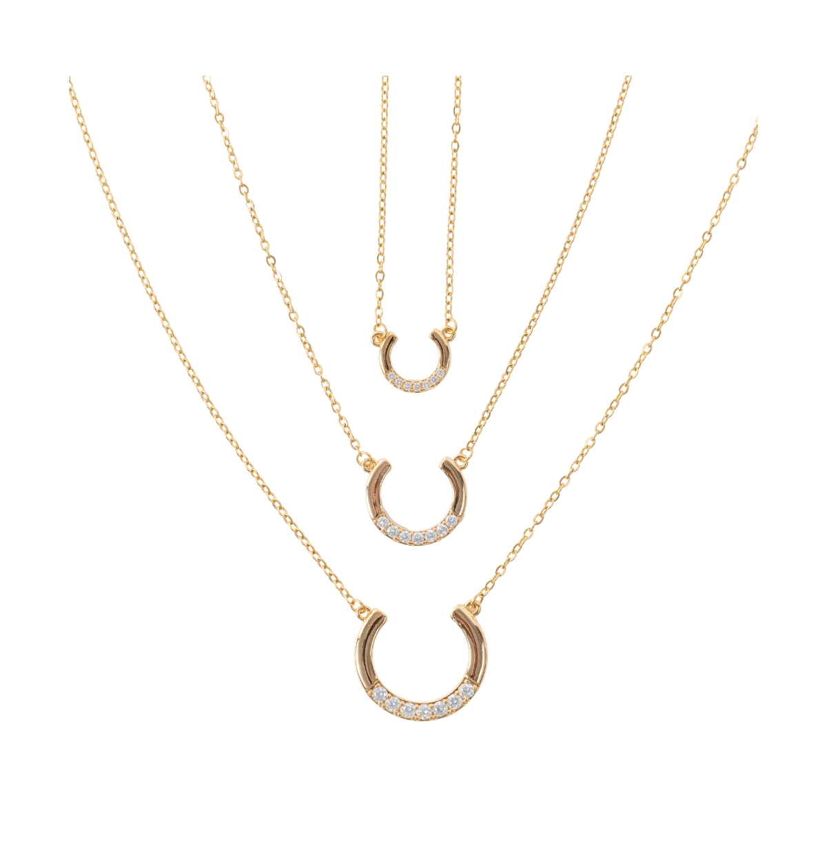 316L Slayer Gold-Tone Crystal Horseshoe Necklace Trio - Gold filled stainless steel