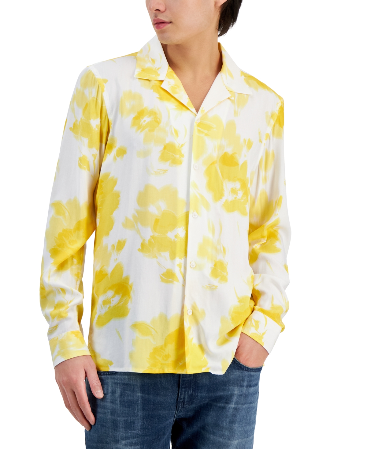 Shop Inc International Concepts Men's Camp-collar Floral Shirt, Created For Macy's In Neo Natural
