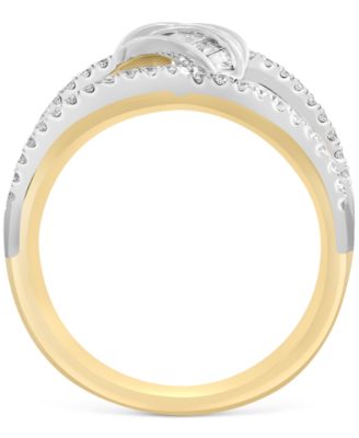 EFFY&reg; Diamond Baguette & Round Wide Statement Ring (3/8 ct. t.w.) in 14k Two-Tone Gold