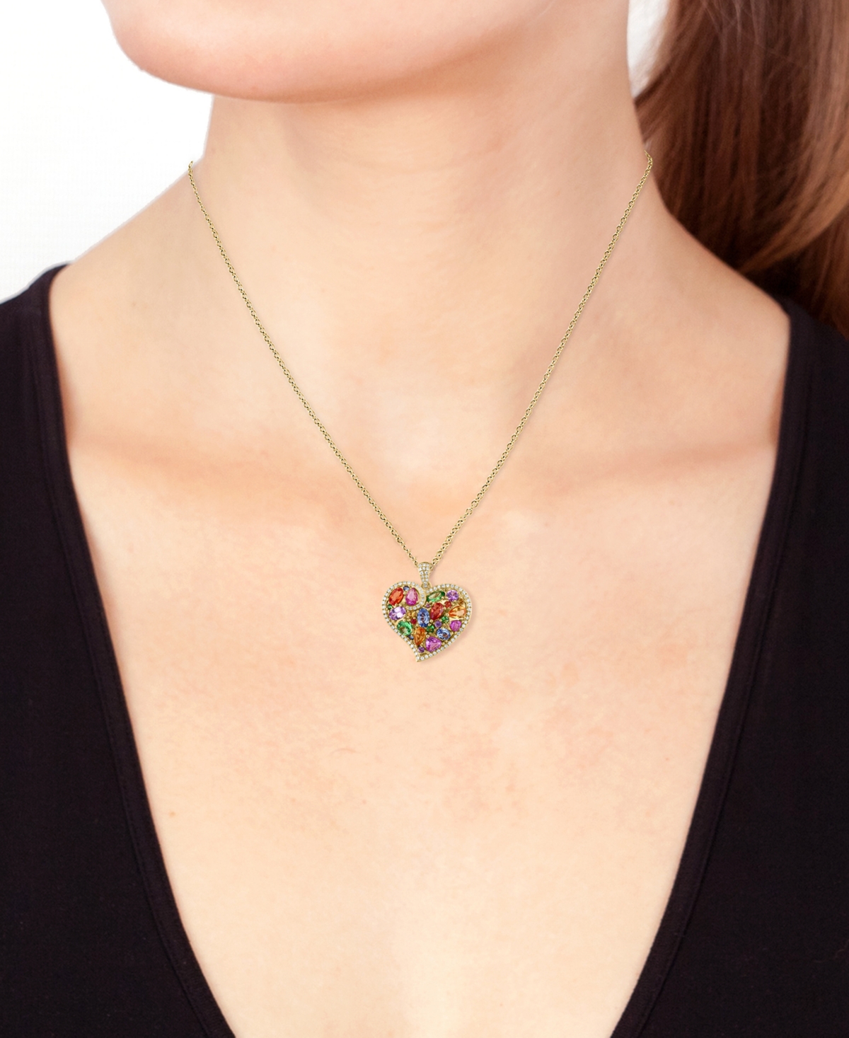 Effy Multi-Gemstone (3-3/4 ct. t.w.) & Diamond (1/3 ct. t.w.) Heart Cluster 18
