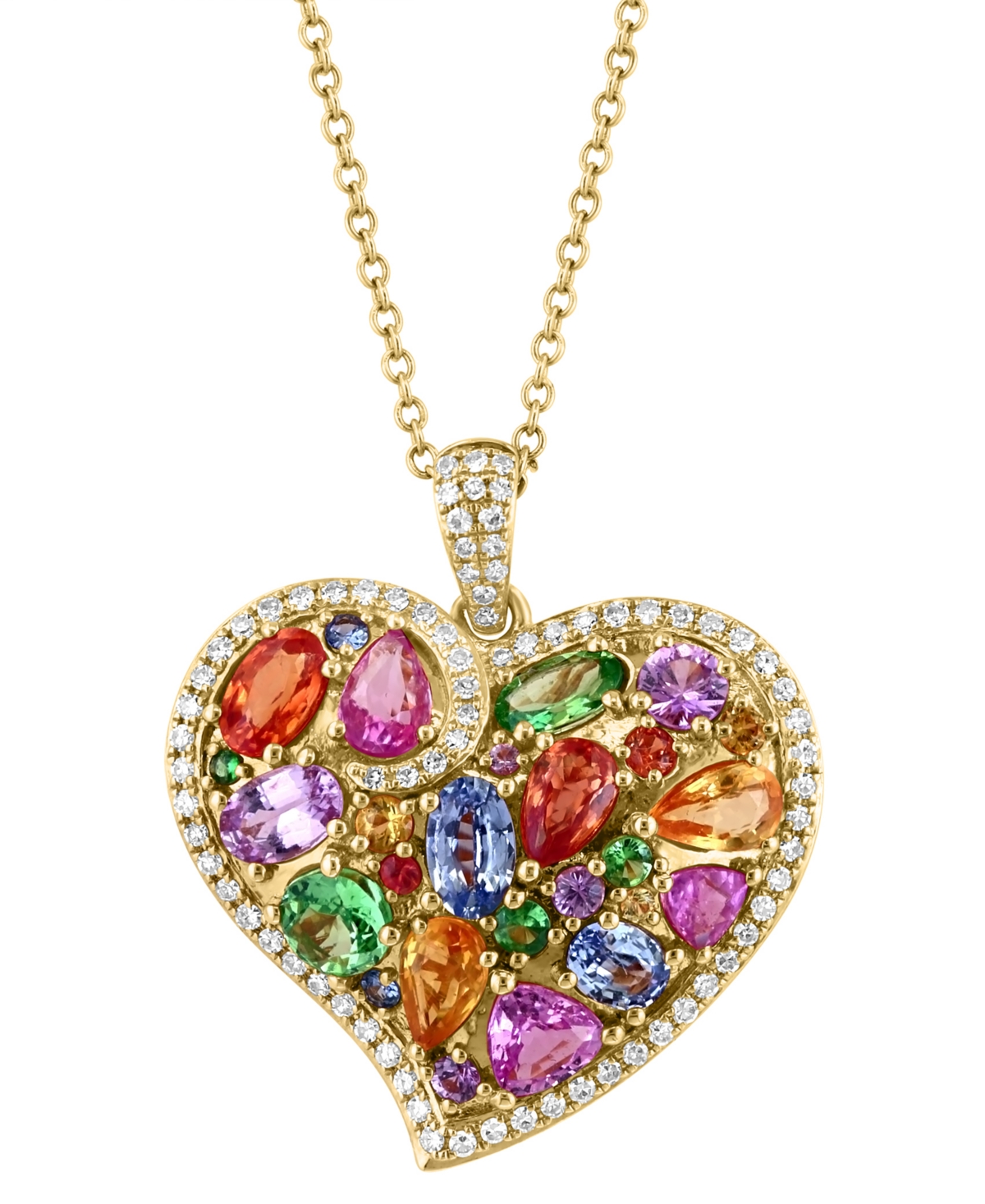 Effy Multi-Gemstone (3-3/4 ct. t.w.) & Diamond (1/3 ct. t.w.) Heart Cluster 18
