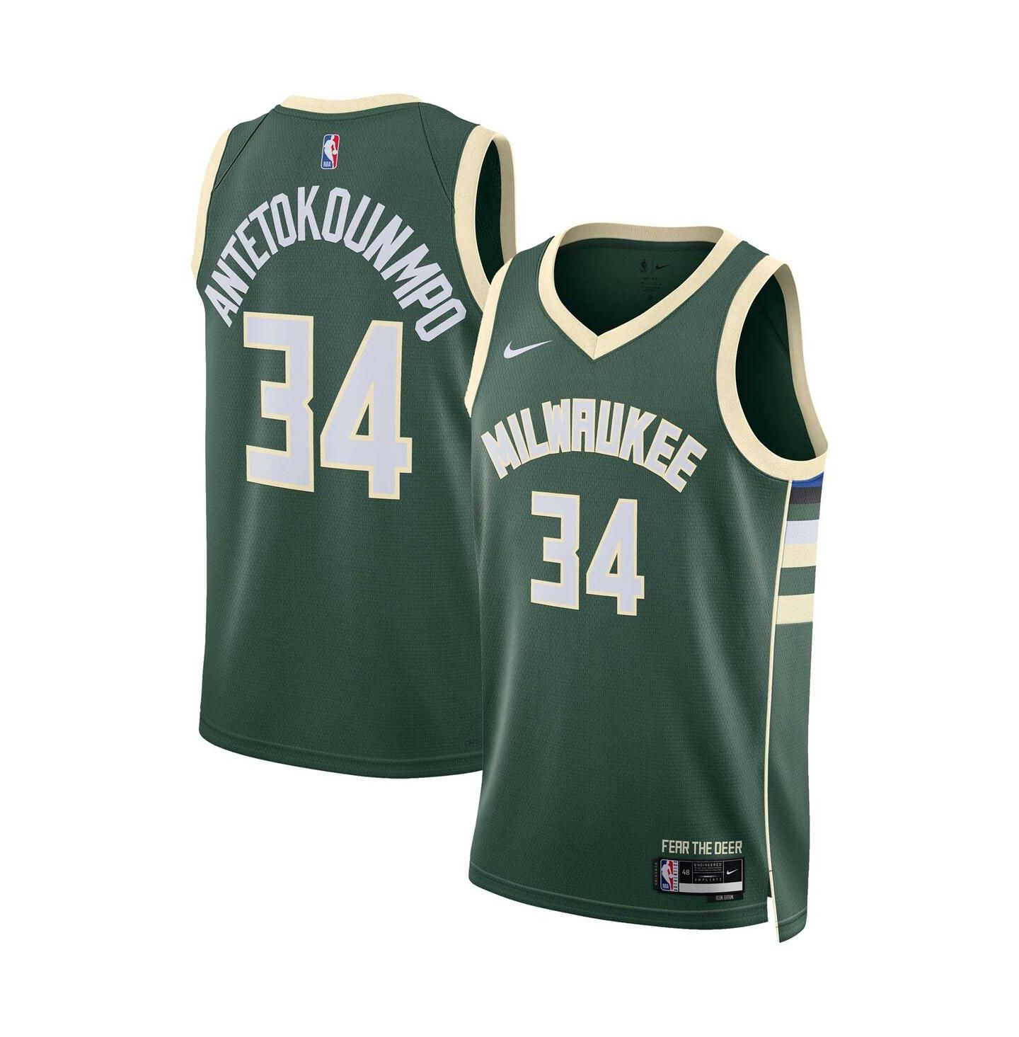 Топ Jordan Nike Giannis Antetokounmpo Milwaukee Bucks Swingman Jersey, цвет: Тёмно-зелёный — фото 1