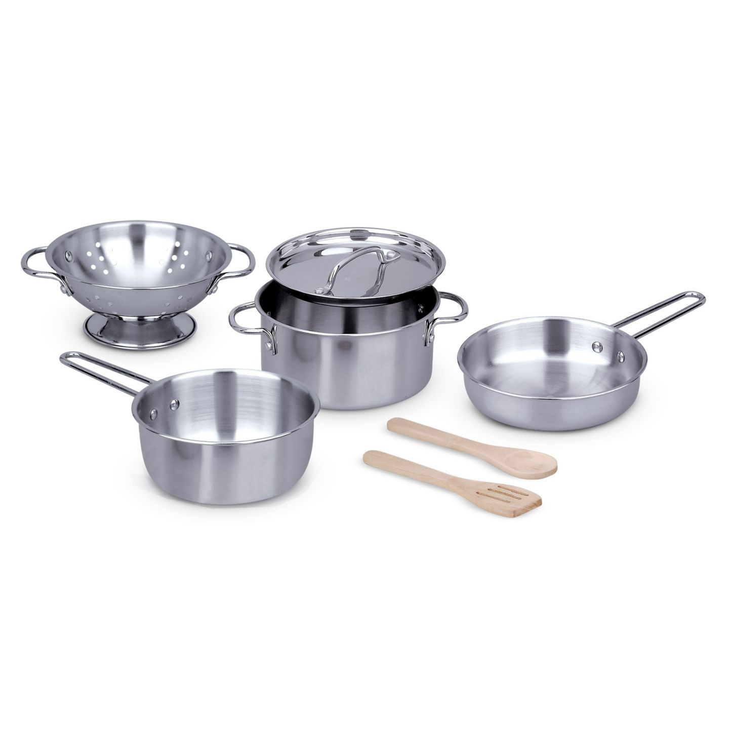 Детские игрушки Melissa and Doug Let's Play House Stainless Steel 8-Piece Pots & Pans Play Set, Ages 3+ — фото 5