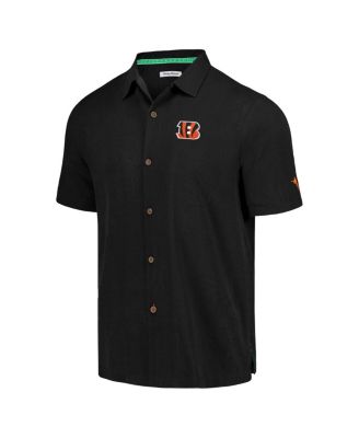 Men's Black Cincinnati Bengals Tidal Kickoff Camp Button-Up Shirt