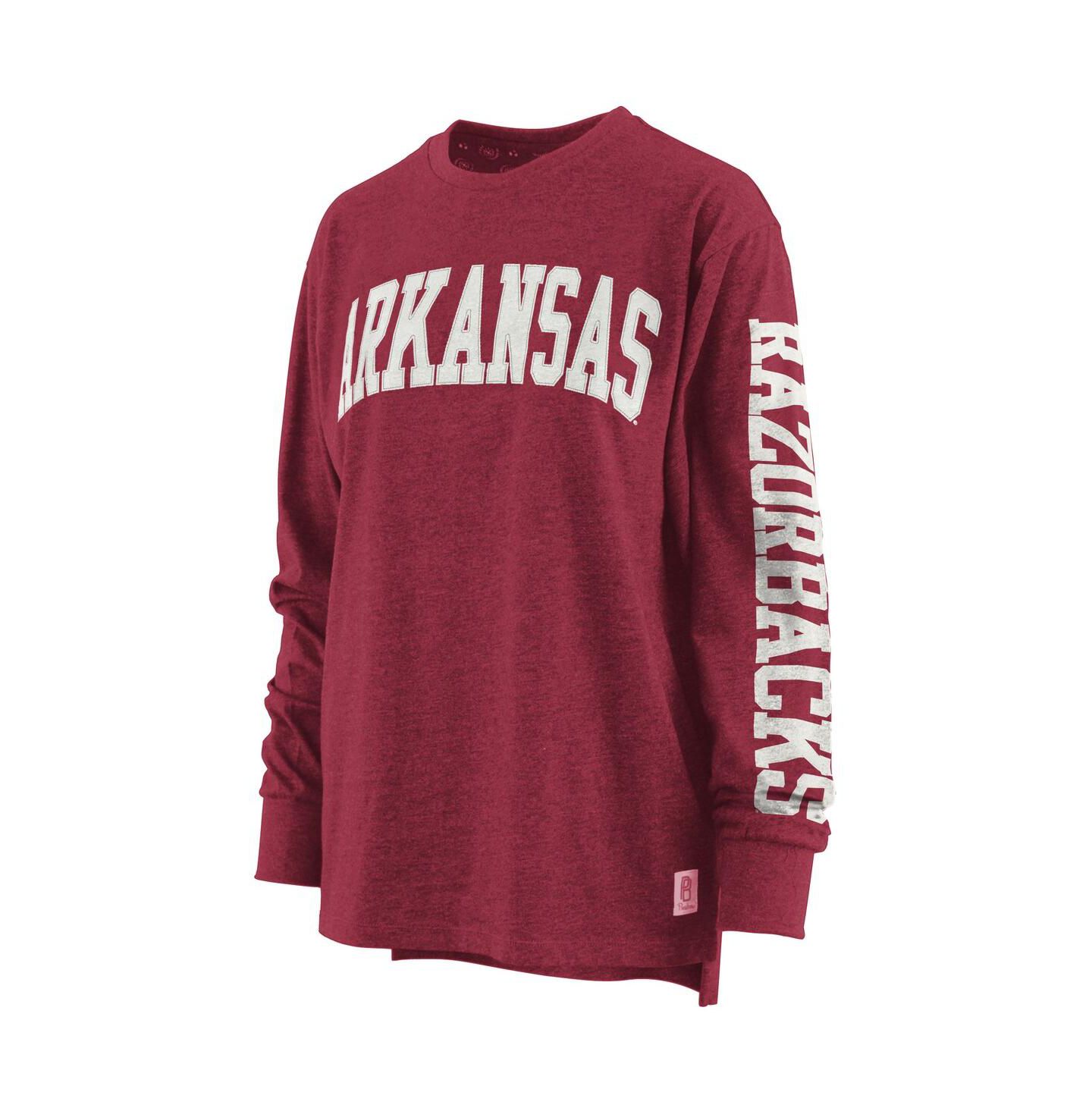 Женская футболка Pressbox Heathered Cardinal Arkansas Razorbacks Two-Hit Canyon Long Sleeve — фото 4