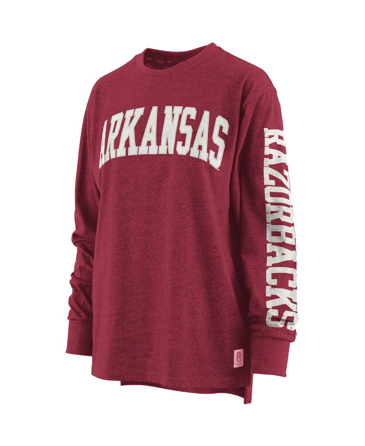 Women's PressboxArkansas Razorbacks Two-Hit Canyon Long Sleeve T-shirt - Heathered Cardinal