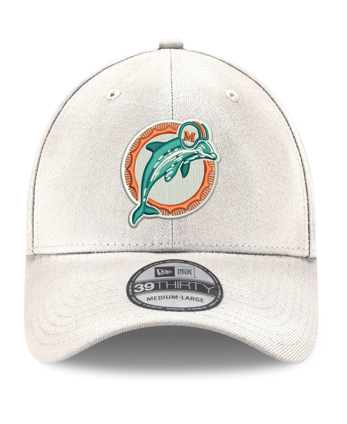 Shop New Era Men's  White Miami Dolphins Throwback Logo Iced Ii 39thirty Flex Hat