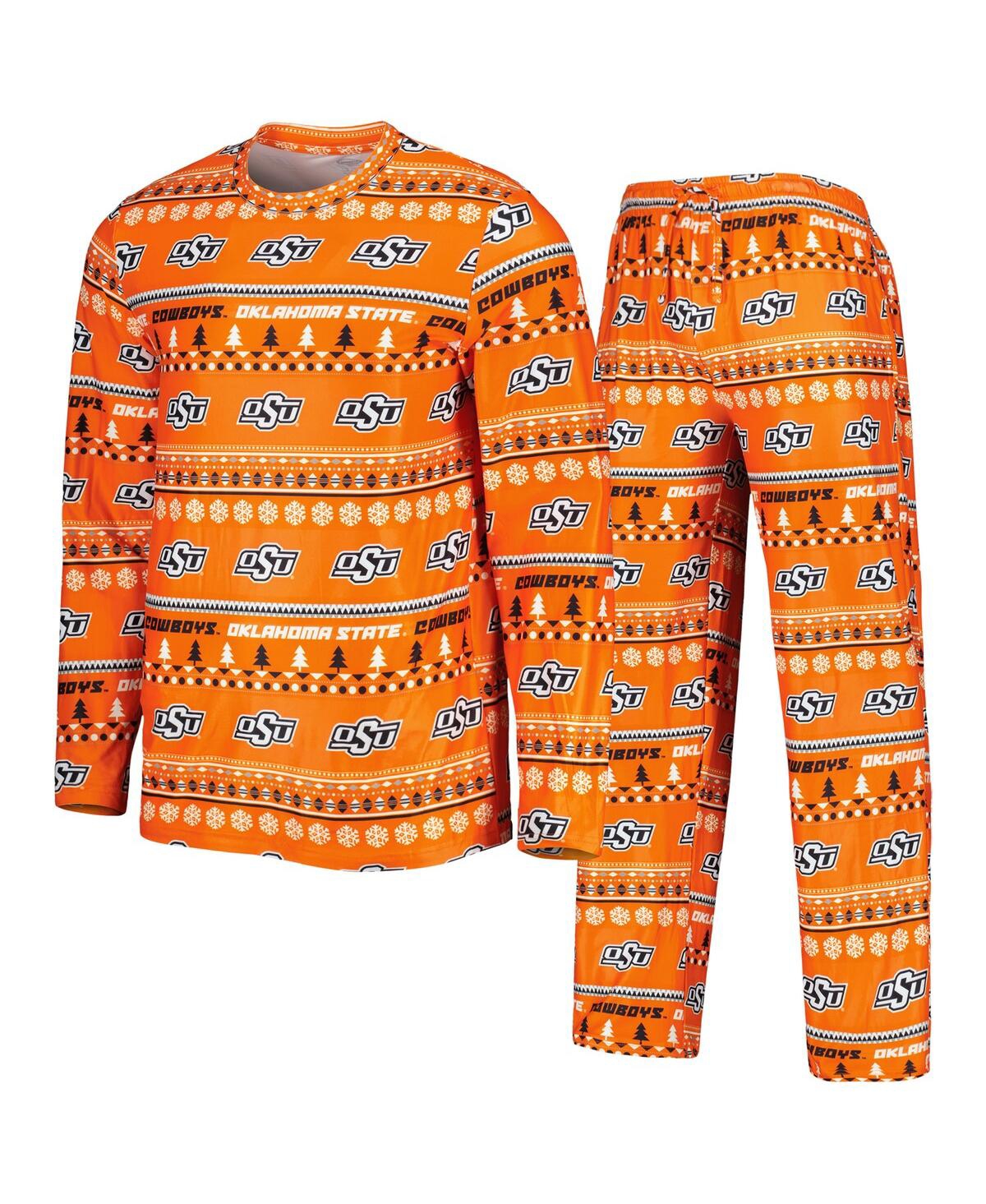 Shop Concepts Sport Men's  Orange Oklahoma State Cowboys Swivel Long Sleeve T-shirt And Pants Sleep Set