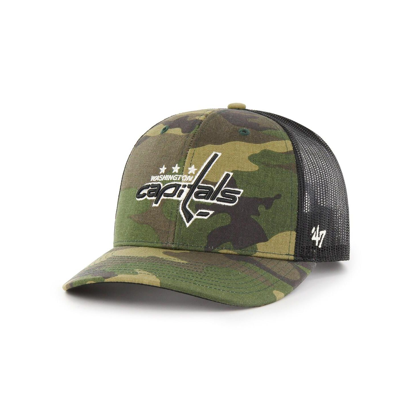 Мужская кепка '47 Brand Camo, Black Washington Capitals Trucker Snapback Hat — фото 2