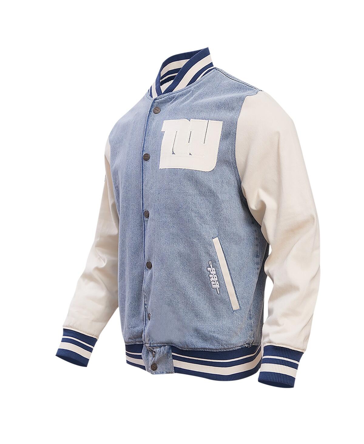 Shop Pro Standard Men's  Denim Distressed New York Giants Varsity Blues Full-snap Varsity Jacket
