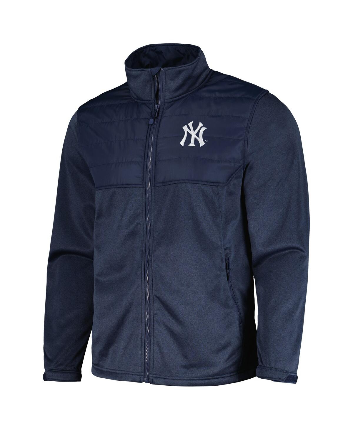 DUNBROOKE MEN'S DUNBROOKE HEATHER NAVY NEW YORK YANKEES EXPLORER FULL-ZIP JACKET 