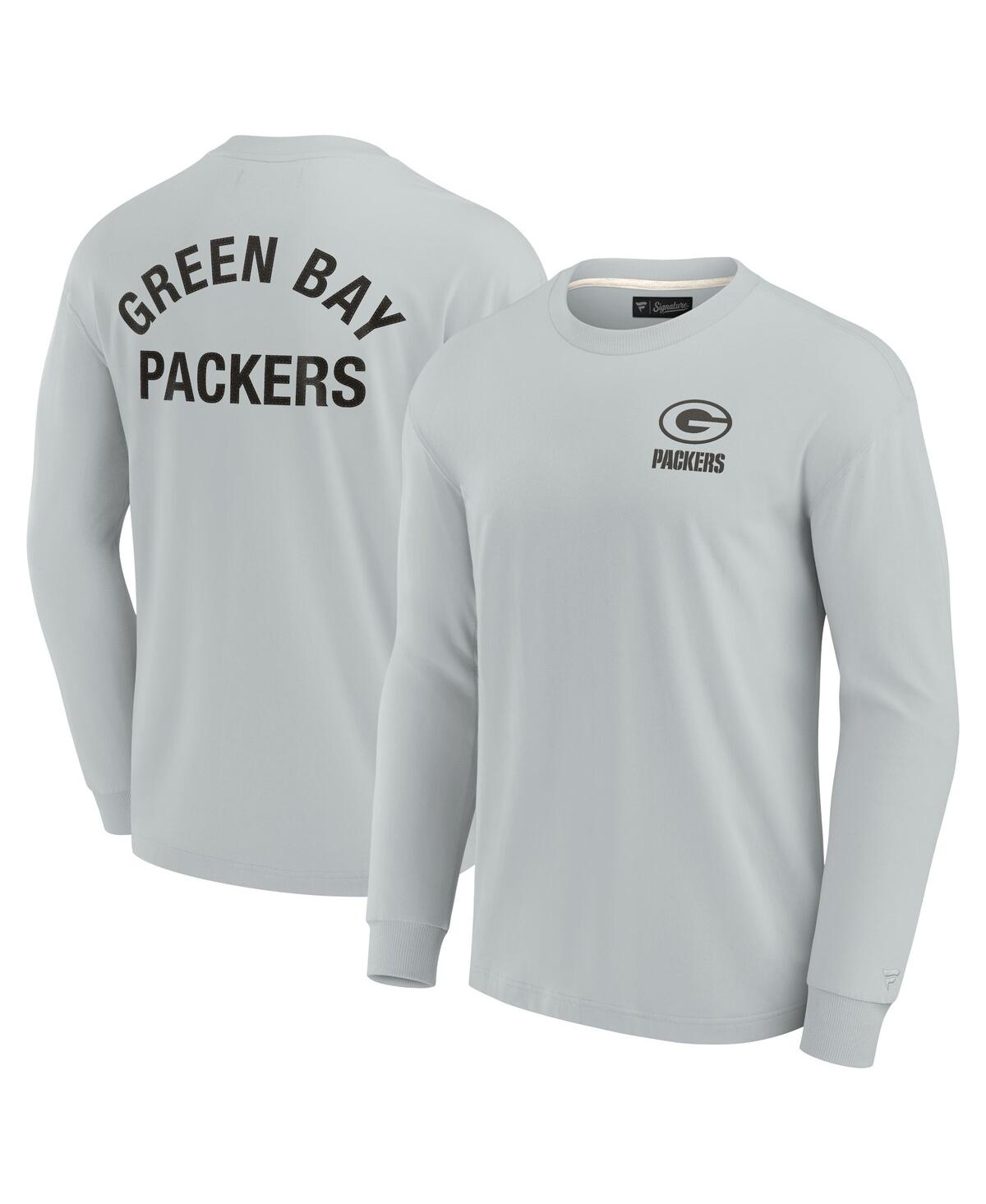 Men's and Women's Fanatics Signature Gray Green Bay Packers Super Soft Long Sleeve T-shirt - Gray