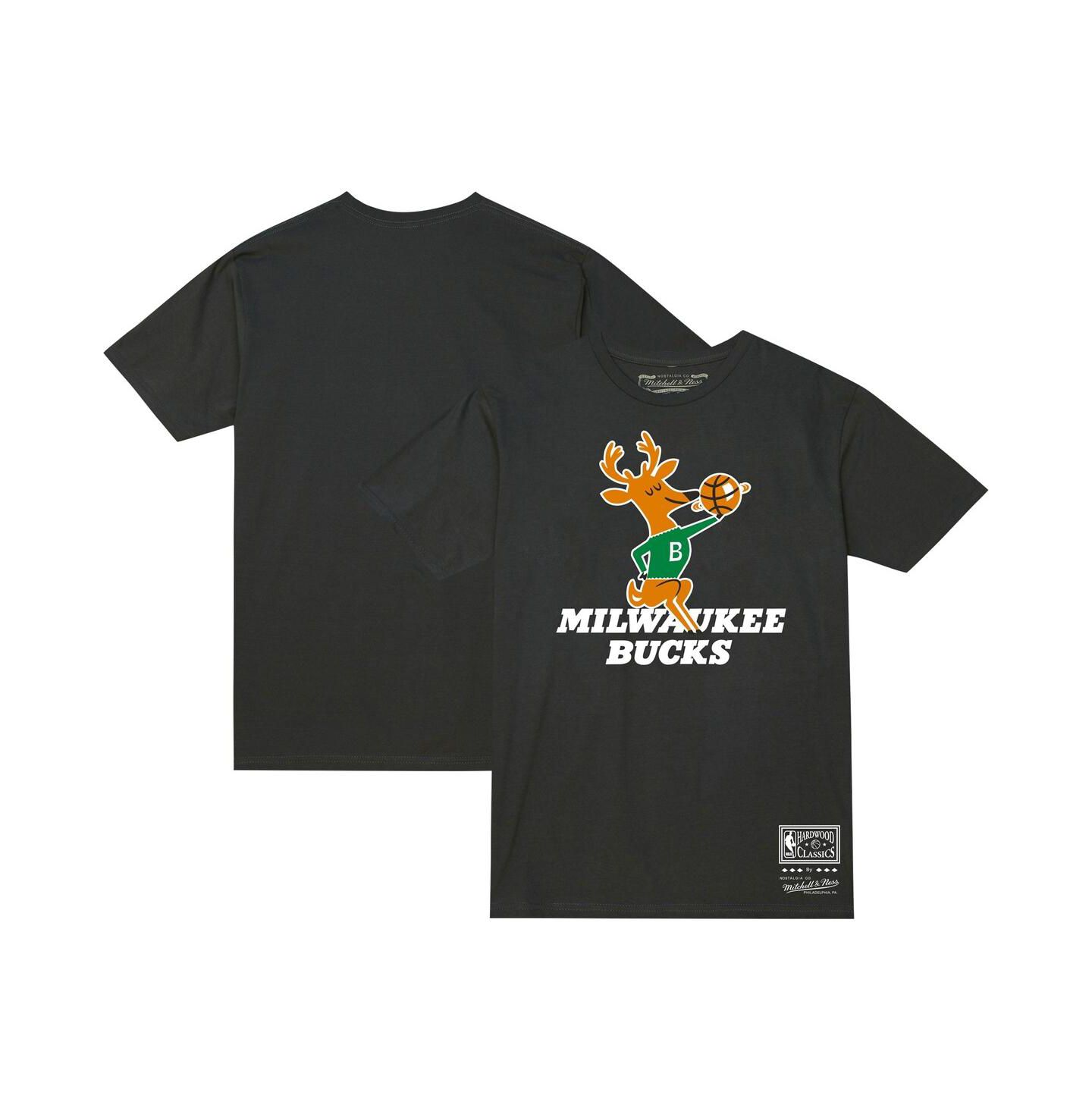 Футболка Mitchell & Ness Black Milwaukee Bucks Hardwood Classics MVP Throwback Logo — фото 1