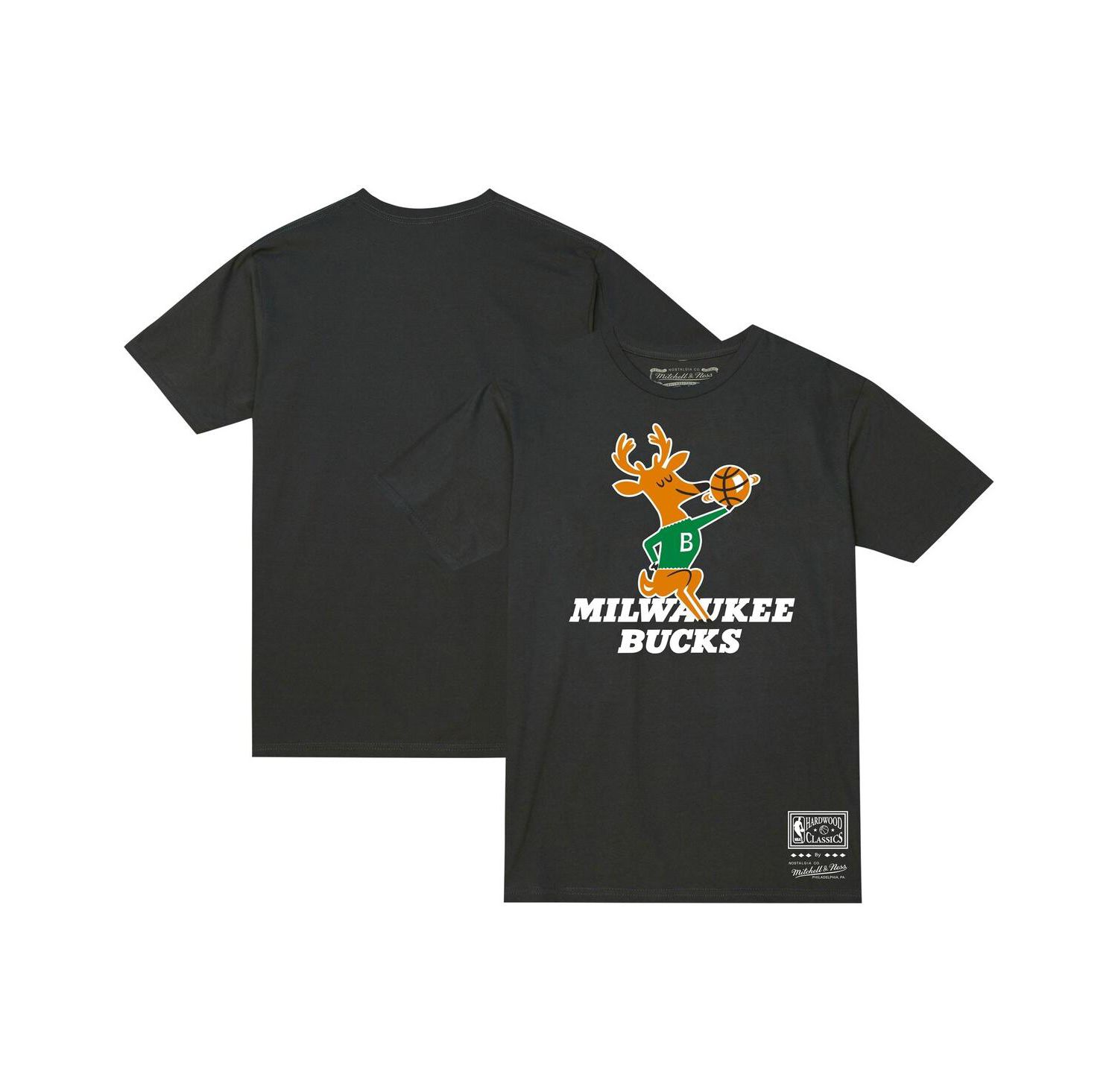 Men's and Women's Black Milwaukee Bucks Hardwood Classics MVP Throwback Logo T-shirt