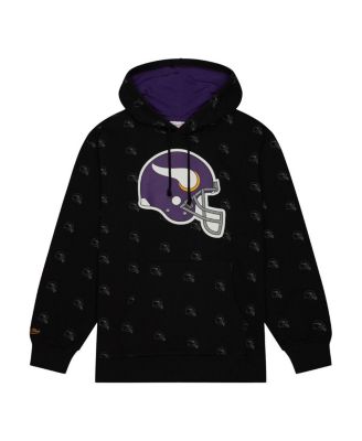 Men's Black Minnesota Vikings Allover Print Fleece Pullover Hoodie